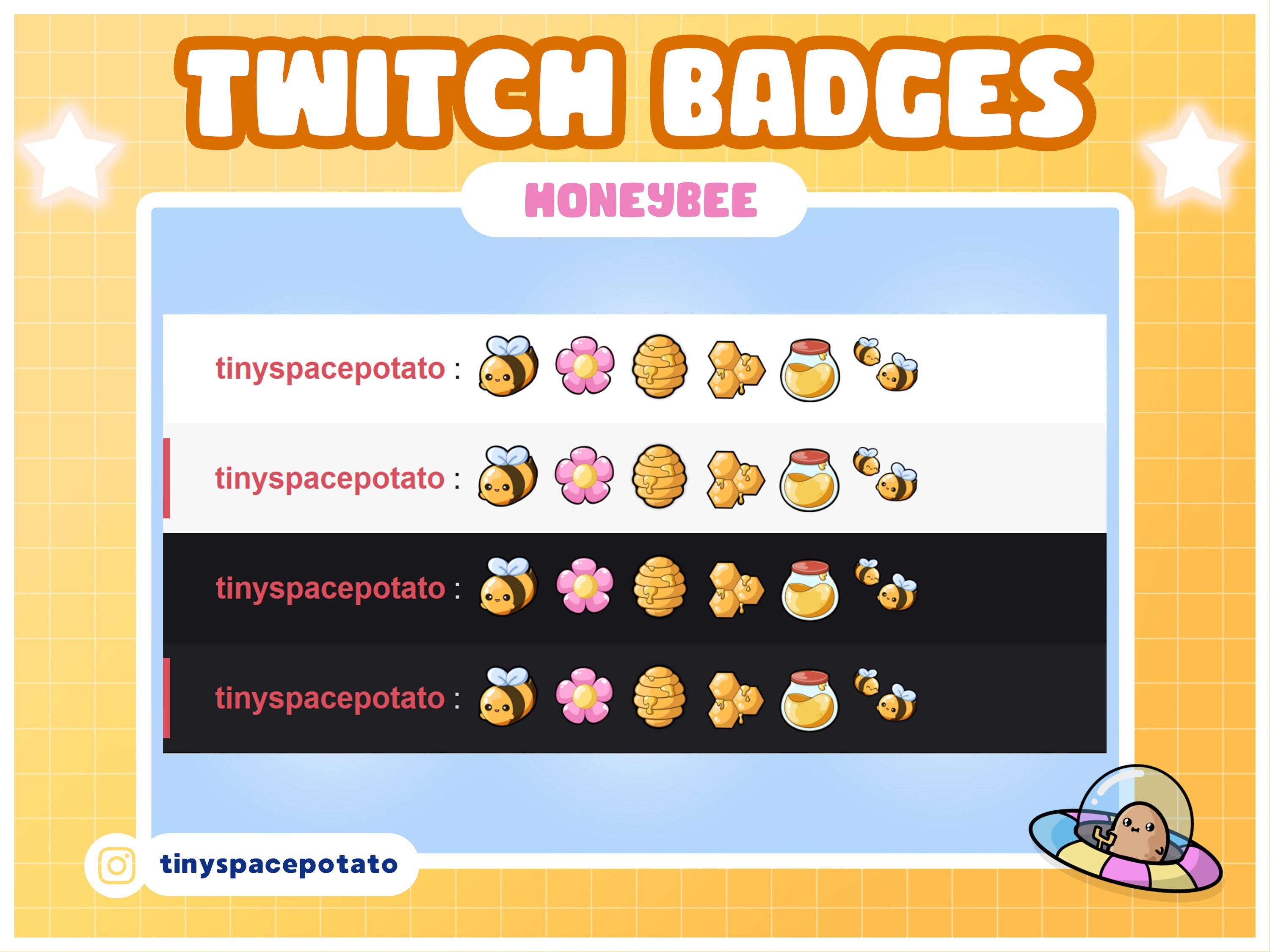 Honey Bee Twitch Sub Badges, Streamer Assets (set of 6) (digital ...