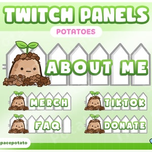 Twitch Panels Potato (SET OF 37) Stream Panels Green Overlay for Vtuber Assets