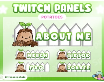 Twitch Panels Potato (SET OF 37) Stream Panels Green Overlay for Vtuber Assets