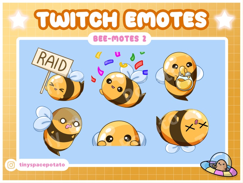 Cute Honey Bee Twitch Emotes Pack (set of 6) (digital Download) - Etsy