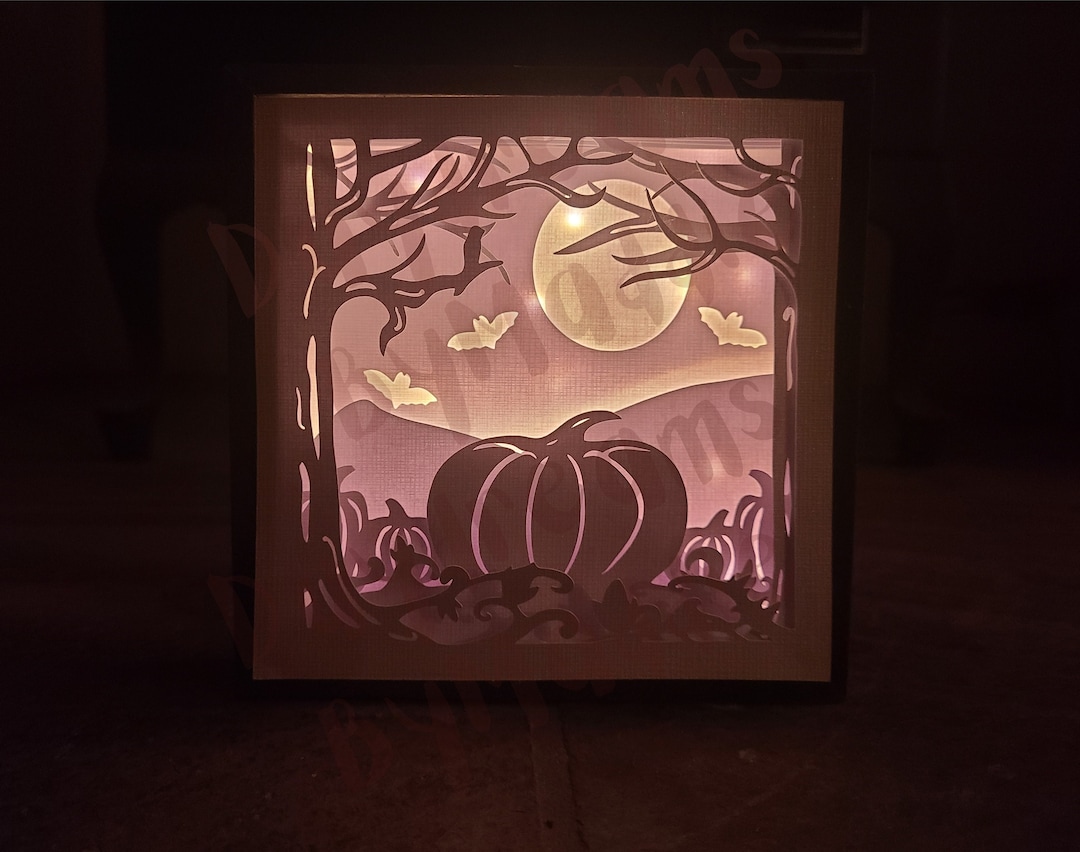 Halloween Pumpkin Shadow Box SVG File Template - Etsy