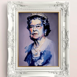 Queen Elizabeth, Elizabeth II, UK, Poster, Print, Sketch, Printable, Wall Art, digital print, download