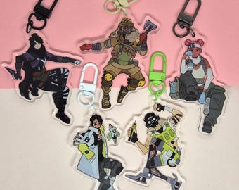 Apex Legends Clear Acrylic Keychains | Wraith Lifeline Bloodhound Octane Crypto