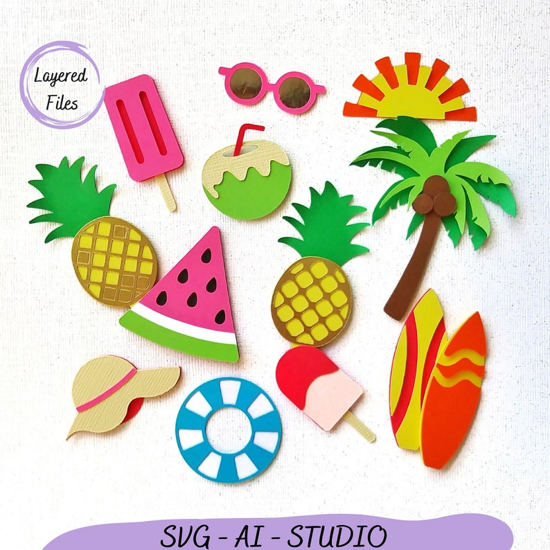Summer Beach SVG Bundle: Layered Pool Party Cut Files (digital Download ...