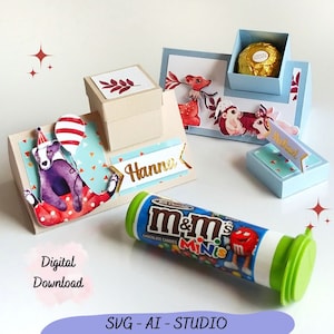 M&M Minis Tube Box Modèle 1.08oz, M et M SVG Box Cut File, Modèle de boîte de chocolat, Boîte de faveur, Boîte à bonbons, Téléchargement numérique Cricut Studio