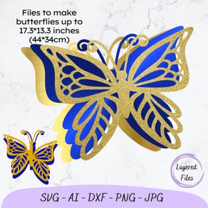Borboleta GRANDE 4 tamanhos, SVG pronto para CORTAR, borboleta em camadas, festa de fadas da floresta encantada mágica, asas infantis, borboleta para decoração de festa