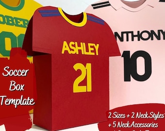 Soccer Favor Box SVG, Tshirt Box Template, Sports Box, Uniform Gift Box Cut File, Soccer Futbol Party Favor Cricut SVG Studio, Treat Bag SVG