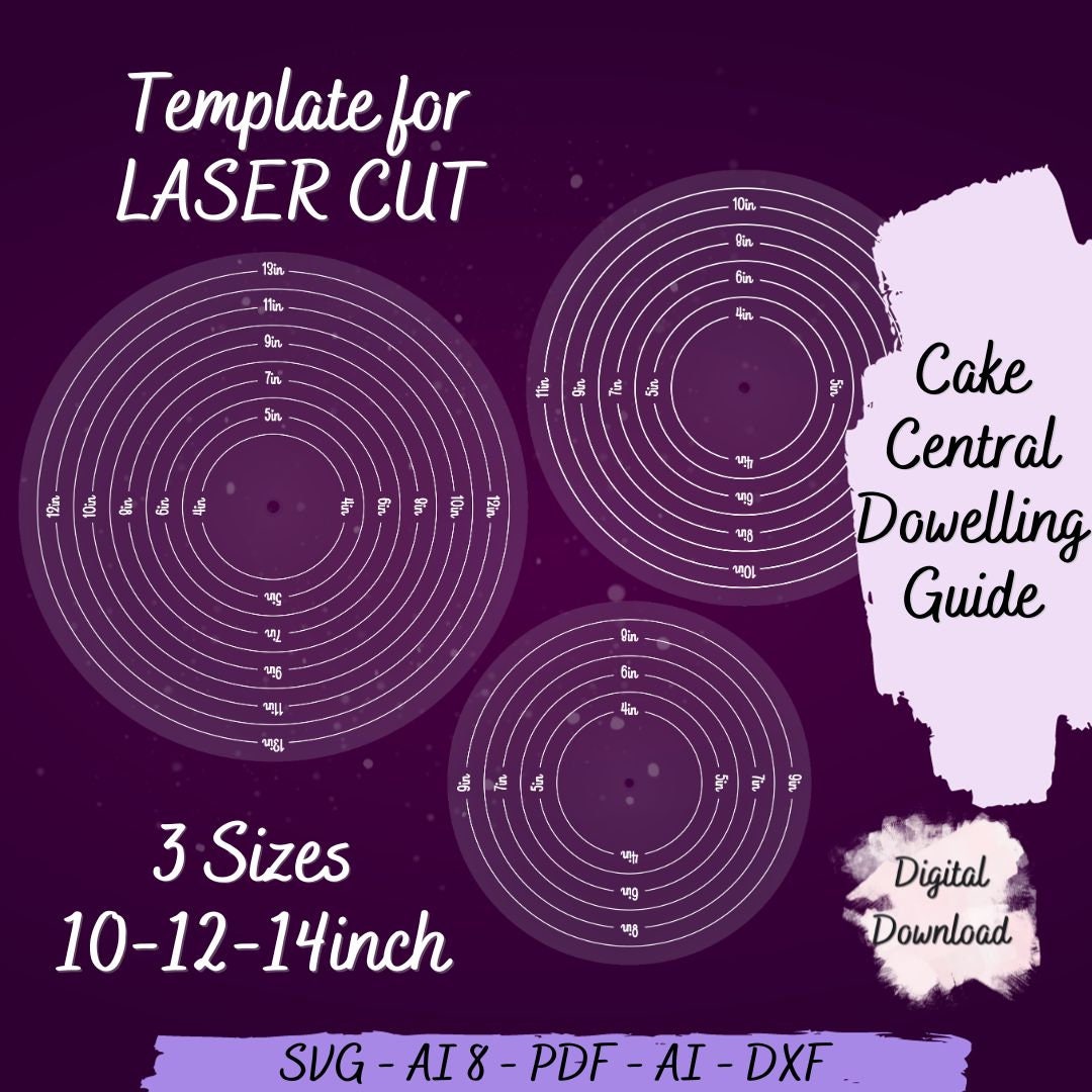 Cake Board Guide for Dowels Template for Laser Cut, Circle Centre Point