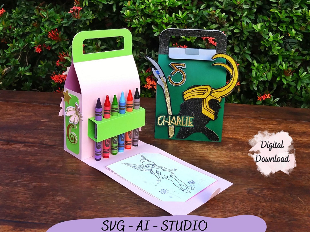 Coloring Suitcase Box Template Color Box Template Crayons - Etsy