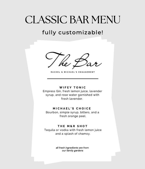 PRINTABLE Classic Bar Menu For Weddings Engagements Or Etsy printable-classic-bar-menu-for-weddings-engagements-or-etsy