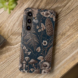 Custodia per telefono Cottagecore, Custodia per telefono botanica, Custodia per telefono floreale, Pigna, Custodia per telefono a forma di fungo, Amante della natura, Samsung Galaxy, Custodia per iPhone