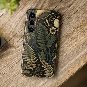 Funda para teléfono Dark Cottagecore, funda para Samsung con helechos y hongos botánicos, funda para teléfono con helechos, regalo para actividades al aire libre, funda para teléfono Samsung Galaxy