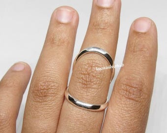 925 Sterling Silber Schiene Ring, Handgemachter Ring, Dünne Schwan Hals Schiene in Silber für PIP oder DIP Verbindung, Silber Ring Schiene, PIP Gelenkring,N 354