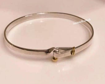 希少なティファニー 18Kゴールド＆シルバー フック＆アイ バングル