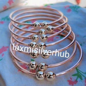 Set of 7 Bangle, Minimalist Bangle,  Copper Ball Bangles, 8 mm Ball Bracelet, Stackable Ball bangle, Christmas Ball Bangle, Thick Bangles