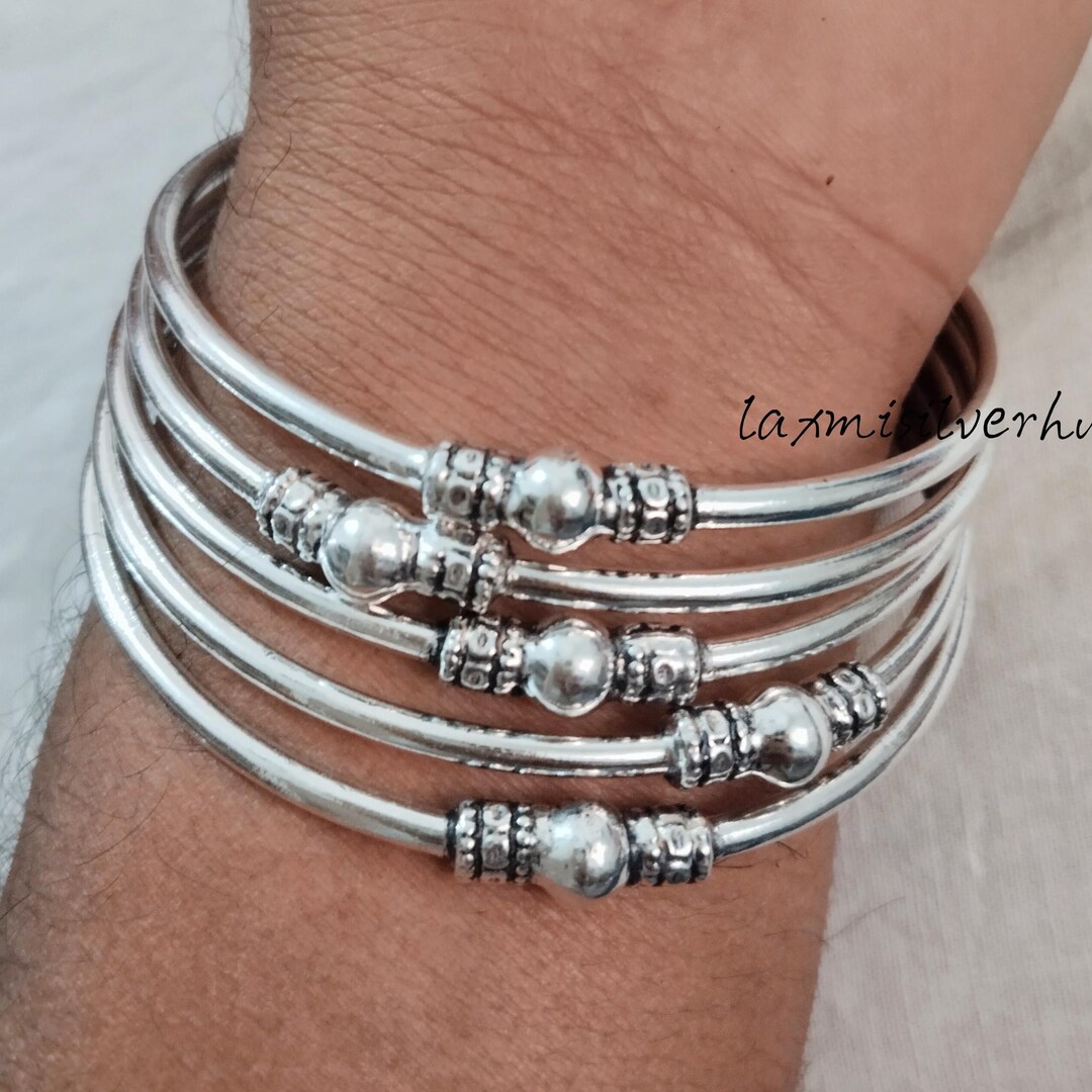 Stacking Bangles Sterling Silver Stacking Bangles, Set of 5, Boho Bracelet - Etsy
