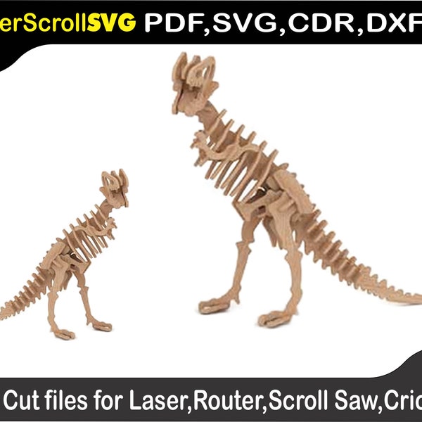 T-Rex A Dinosaurier Digitales Muster Vorlage Datei für Laser SVG DXF CDR Glowforge Dekupiersäge 3D Puzzle 3D Puzzle Muster