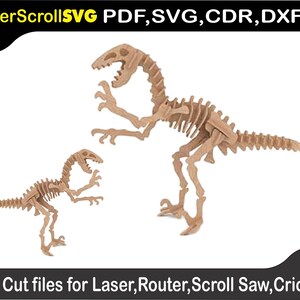 Deinonychus B Dinosaur Digital Pattern Template File for Laser SVG DXF CDR Glowforge Scroll Saw Plasma Cricut Silver Bullet 3D Puzzle