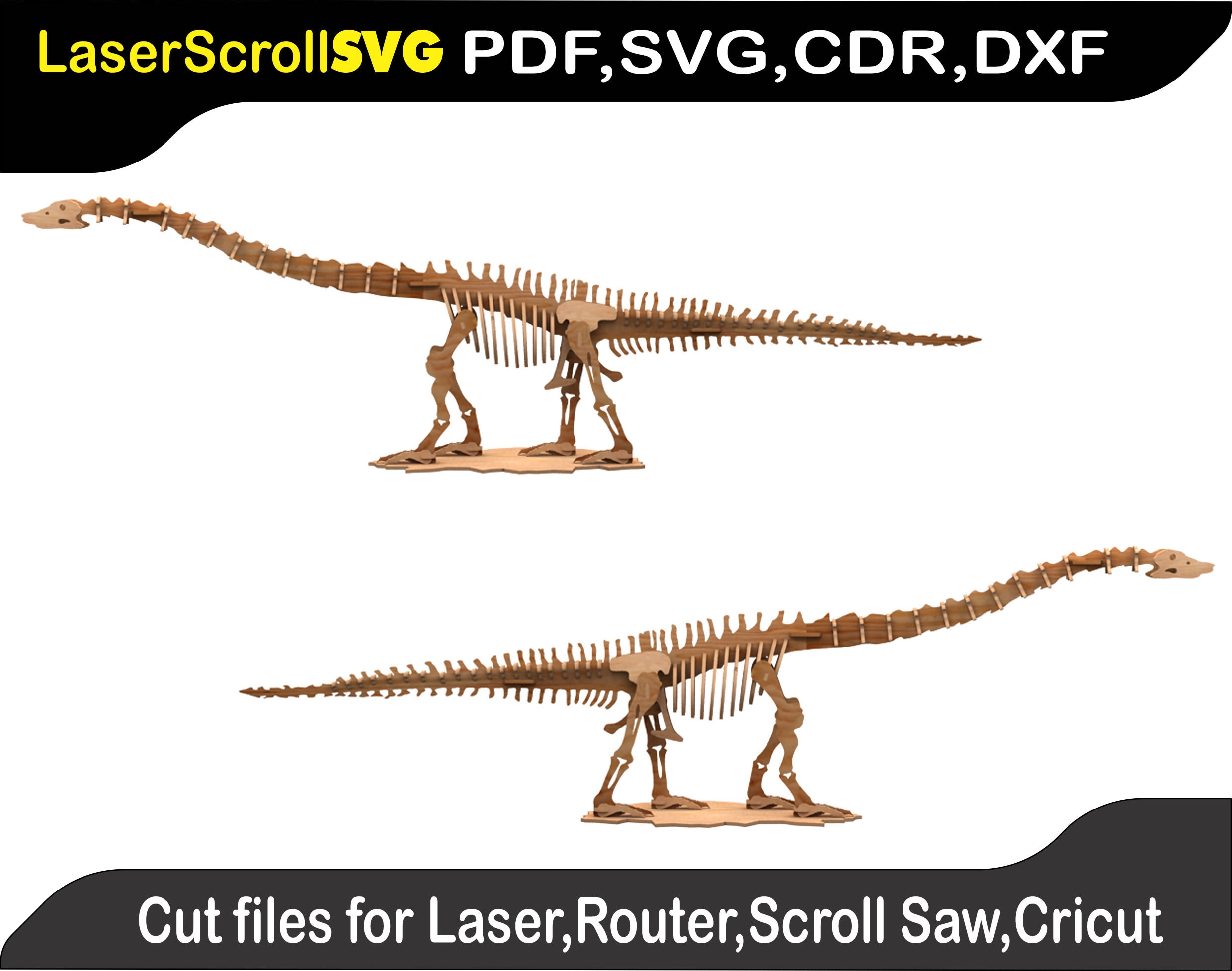 Diplodocus Dinosaur Digital Pattern Template File for Laser SVG DXF CDR ...