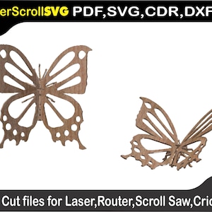 Pretty Butterfly Insect Digital Pattern File for Laser SVG DXF CDR Glowforge Scroll Saw Plasma Cricut Silver Bullet 3D Puzzle