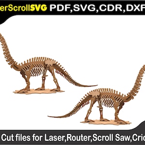 Brontosaurus Dinosaur Digital Pattern Template File for Laser SVG DXF CDR Glowforge Scroll Saw Plasma Cricut Silver Bullet 3D Puzzle Pattern