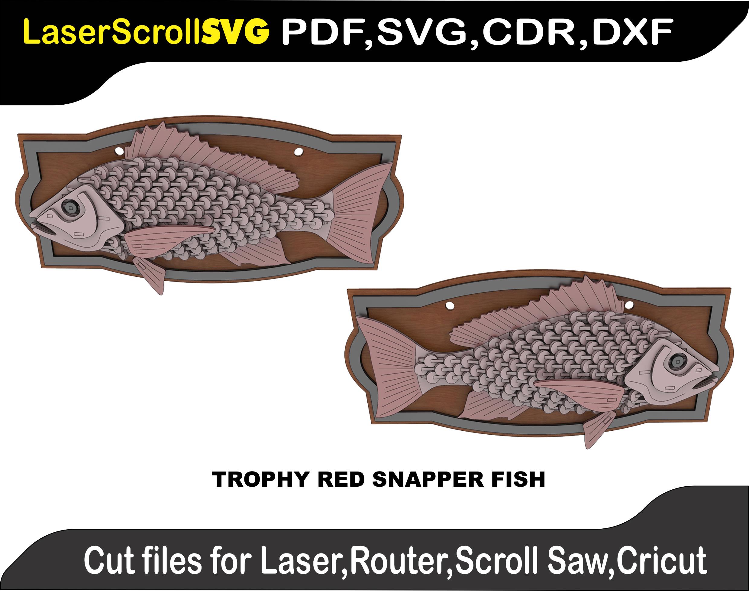 Red Snapper Trophy Fish Digital Pattern File for Laser SVG DXF CDR ...