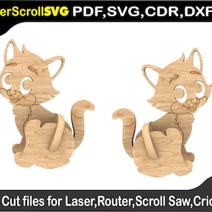 Sylvester le chat Toon motif numérique fichier Laser SVG DXF CDR Glowforge scie à chantourner Plasma Cricut Silver Bullet 3D Puzzle motif