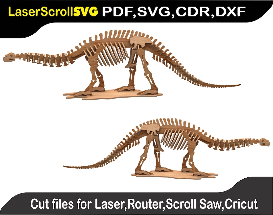 Apatosaurus Dinosaur Digital Pattern Template File for Laser SVG DXF ...