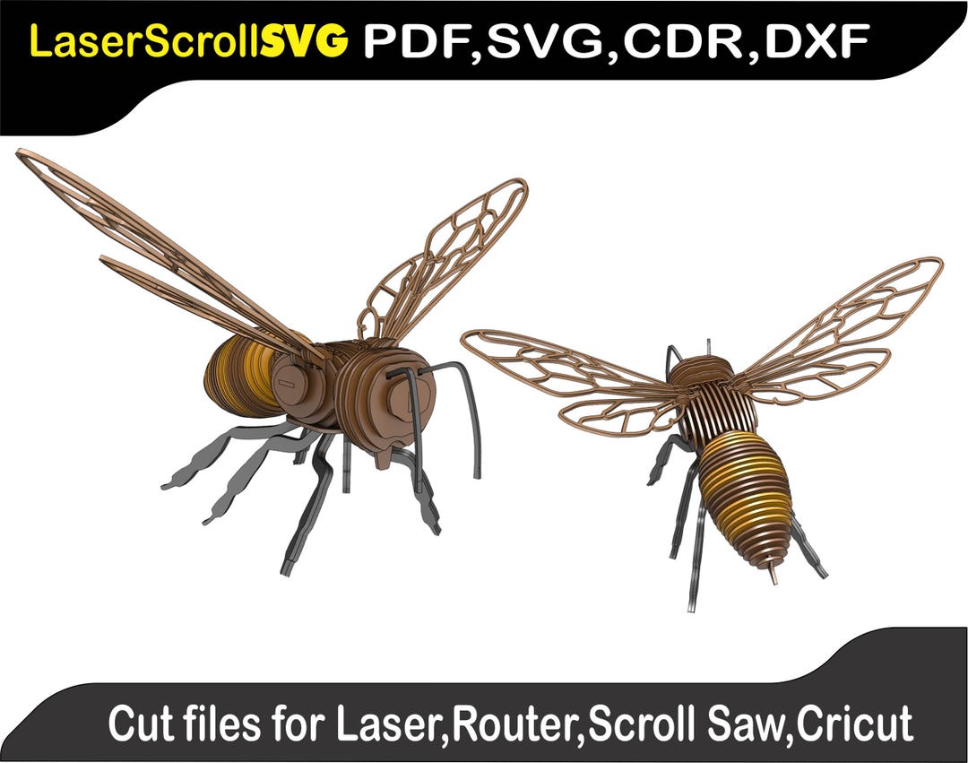 Honey Bee Western Insect Digital Pattern File for Laser SVG DXF CDR ...