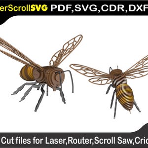 Honey Bee Western Insect Digital Pattern File for Laser SVG DXF CDR Glowforge Scroll Saw Plasma Cricut Silver Bullet 3D Puzzle