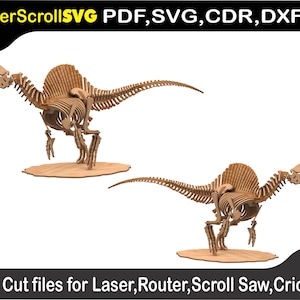 Spinosaurus Pose 2 Dinosaur Digital Pattern Template File for Laser SVG DXF CDR Glowforge Scroll Saw Plasma Cricut Silver Bullet 3D Puzzle
