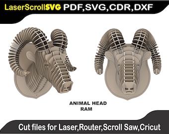 Ram Trophy Head Digital Pattern File for Laser SVG DXF CDR