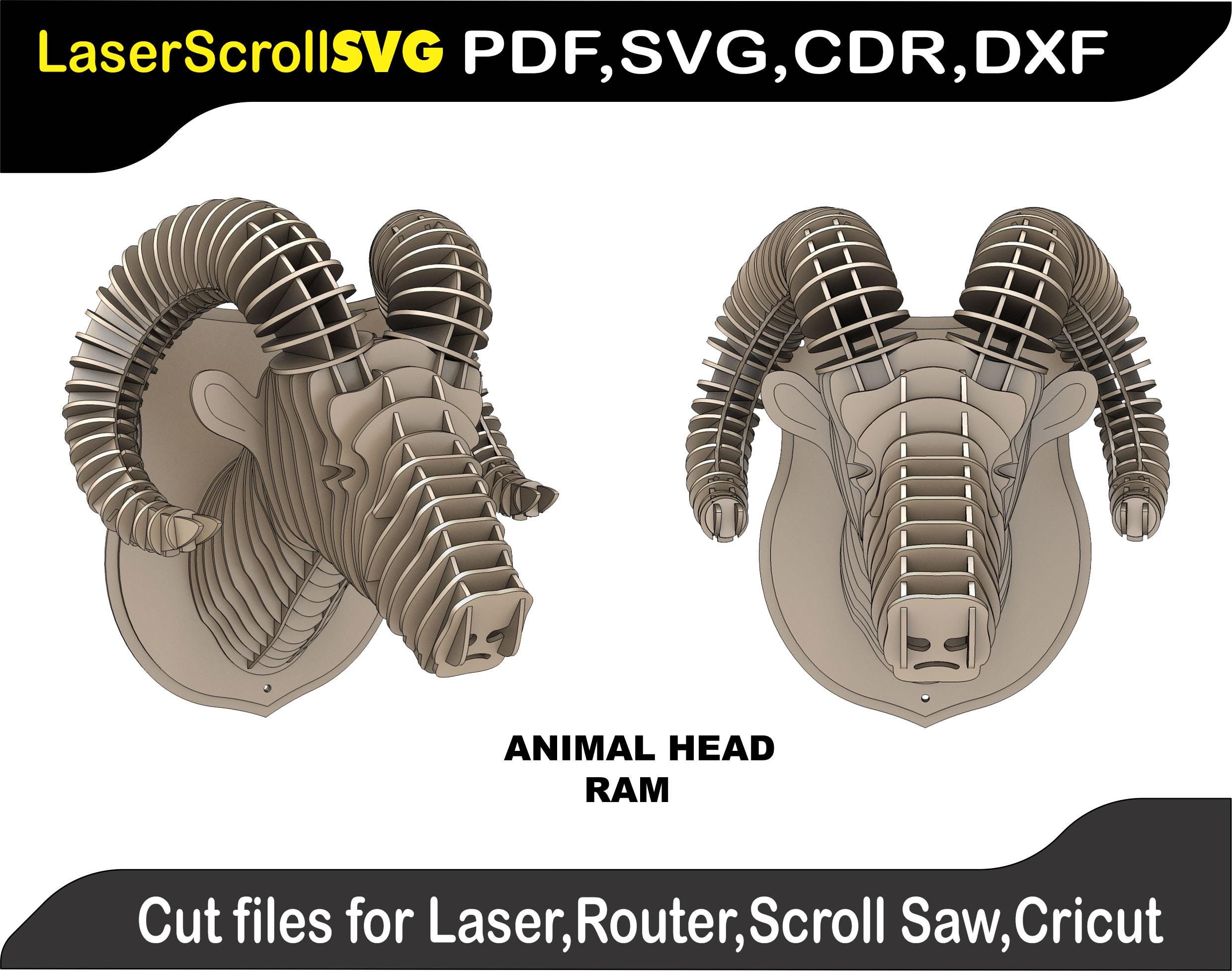 Ram Trophy Head Digital Pattern File for Laser SVG DXF CDR