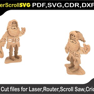 Christmas Old Saint Nick Digital Pattern File for Laser SVG DXF CDR Glowforge Scroll Saw Plasma Cricut Silver Bullet 3D Puzzle