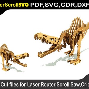 Spinosaurus Dinosaur Digital Pattern Template File for Laser SVG DXF CDR Glowforge Scroll Saw Plasma Cricut Silver Bullet 3D Puzzle Pattern