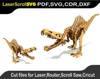 Spinosaurus Dinosaur Digital Pattern Template file for Laser SVG DXF  Glowforge Scroll Saw, Plasma Cricut CNC Router,3d Puzzle