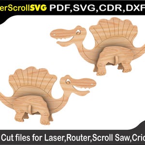 Spinosaurus Toon Dinosaur Digital Pattern File for Laser SVG DXF CDR Glowforge Scroll Saw Plasma Cricut Silver Bullet 3D Puzzle Pattern