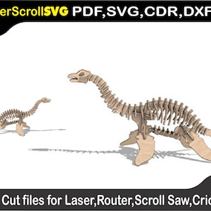 Plesiosaurus Dinosaur Digital Pattern Template File for Laser SVG DXF CDR Glowforge Scroll Saw Plasma Cricut Silver Bullet 3D Puzzle Pattern