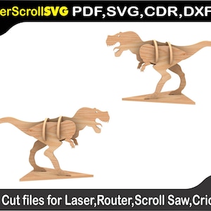 Eustreptospondylus dinosaurus digitaal patroon sjabloonbestand voor laser SVG DXF CDR Glowforge figuurzaag plasma Cricut Silver Bullet 3D-puzzel