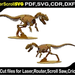 Allosaurus Dinosaur Digital Pattern Template File for Laser SVG DXF CDR Glowforge Scroll Saw Plasma Cricut Silver Bullet 3D Puzzle Pattern