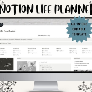 Minimalist Notion Template, Notion Life Planner, Notion Template, All in One Template Notion Dashboard, Ultimate Planner, All in One Notion