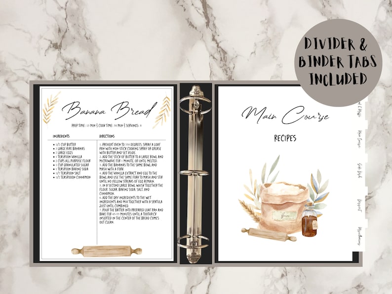 Recipe Binder Kit Book, Recipe Book Template, Recipe Binder, Recipe Book Editable, Printable
