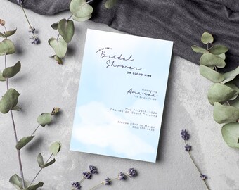 On Cloud Nine Bridal Shower Invitation | Template | Customizable | On Cloud 9 | Wedding Template
