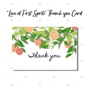 Love at First Spritz Bridal Shower Biglietto di ringraziamento / Invito / Matrimonio / Aperol Spritz / Tema agrumi