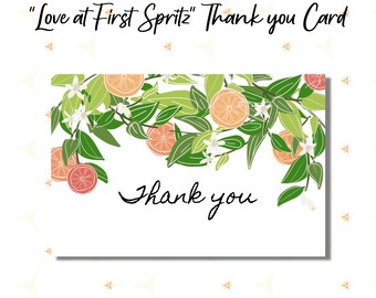 Love at First Spritz Bridal Shower Thank You Card | Invitation | Wedding | Aperol Spritz | Citrus Theme