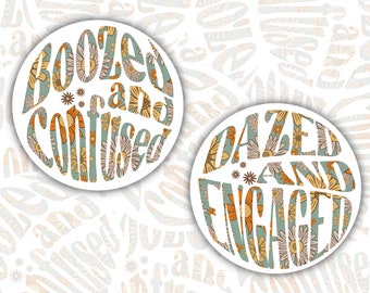 Dazed and Engaged and Boozed and Confused Clip art | Theme Clipart for Bachelorette Party | Engagement | Bridesmaid Gift | Retro Sticker |