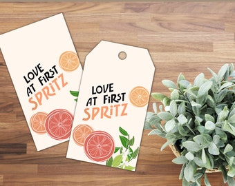 Love at First Spritz Gift Tag | Bridal | Bachelorette | Party Gift Tag | Bridesmaid | Wedding Gift Tag | Aperol Spritz | Citrus Gift Tag
