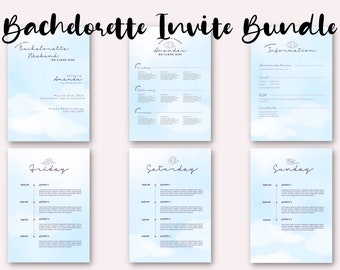 On Cloud Nine Bachelorette Invite Itinerary Bundle | Itinerary Template | Bachelorette Party Template