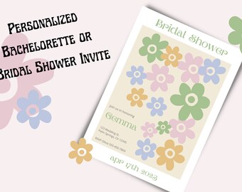 Retro Pastel Invite Template | Invitation | Wedding | Bridal | Retro Flowers | Mod | Magazine Cover