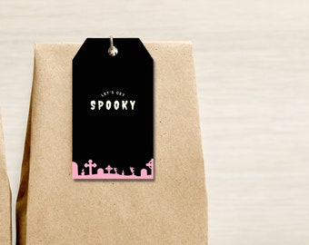 Happy Halloween Gift Tag | Halloween Gift | Cemetery | Gravestone Gift Tag | Cute Halloween | Let's Get Spooky